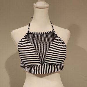 Mossimo Black and White Striped Bikini Top- Medium